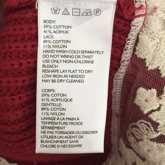 UO Pins + Needles red chunky sweater with lace - Picture 2 of 7